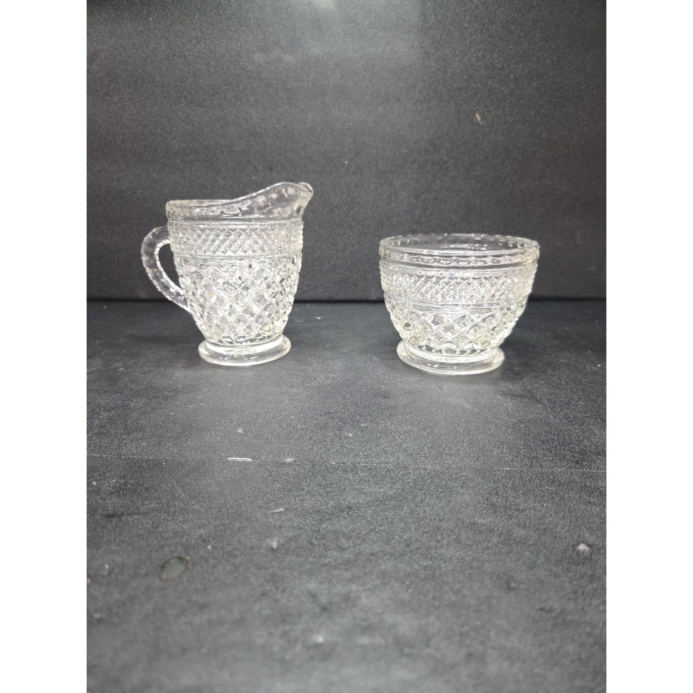 Anchor Hocking‎ Wexford Creamer and Sugar Set, Vintage Dining Set, Glassware